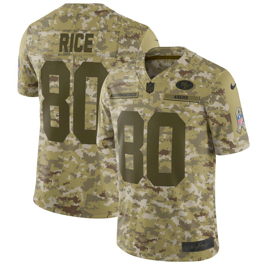 Men San Francisco 49ers #80 Rice Nike Camo Salute to Service Retired Player Limited NFL Jerseys->oakland raiders->NFL Jersey
